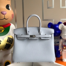 Hermes Birkin 25CM Togo T0 Bleu Brume Silver Hardware  Handmade