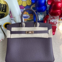 Hermes Birkin Bag 25CM Togo CK59 Raisin Rose Gold HandMade