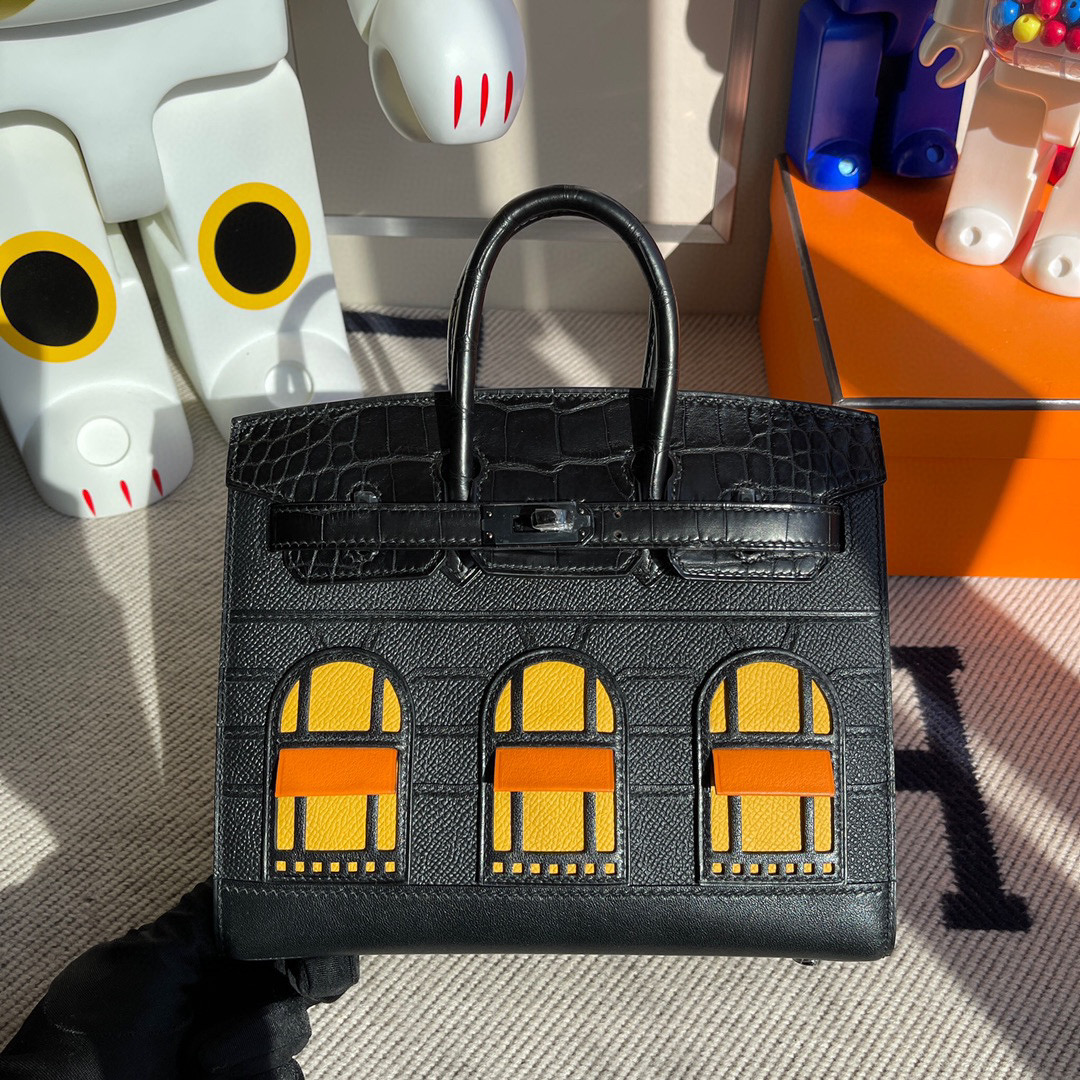 Hermes So Black Faubourg House Birkin Handbag