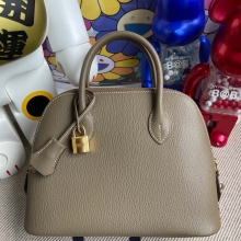 RepLadies Hermes Bolide 25CM Chevre CK81 Etoupe Gold Hardware