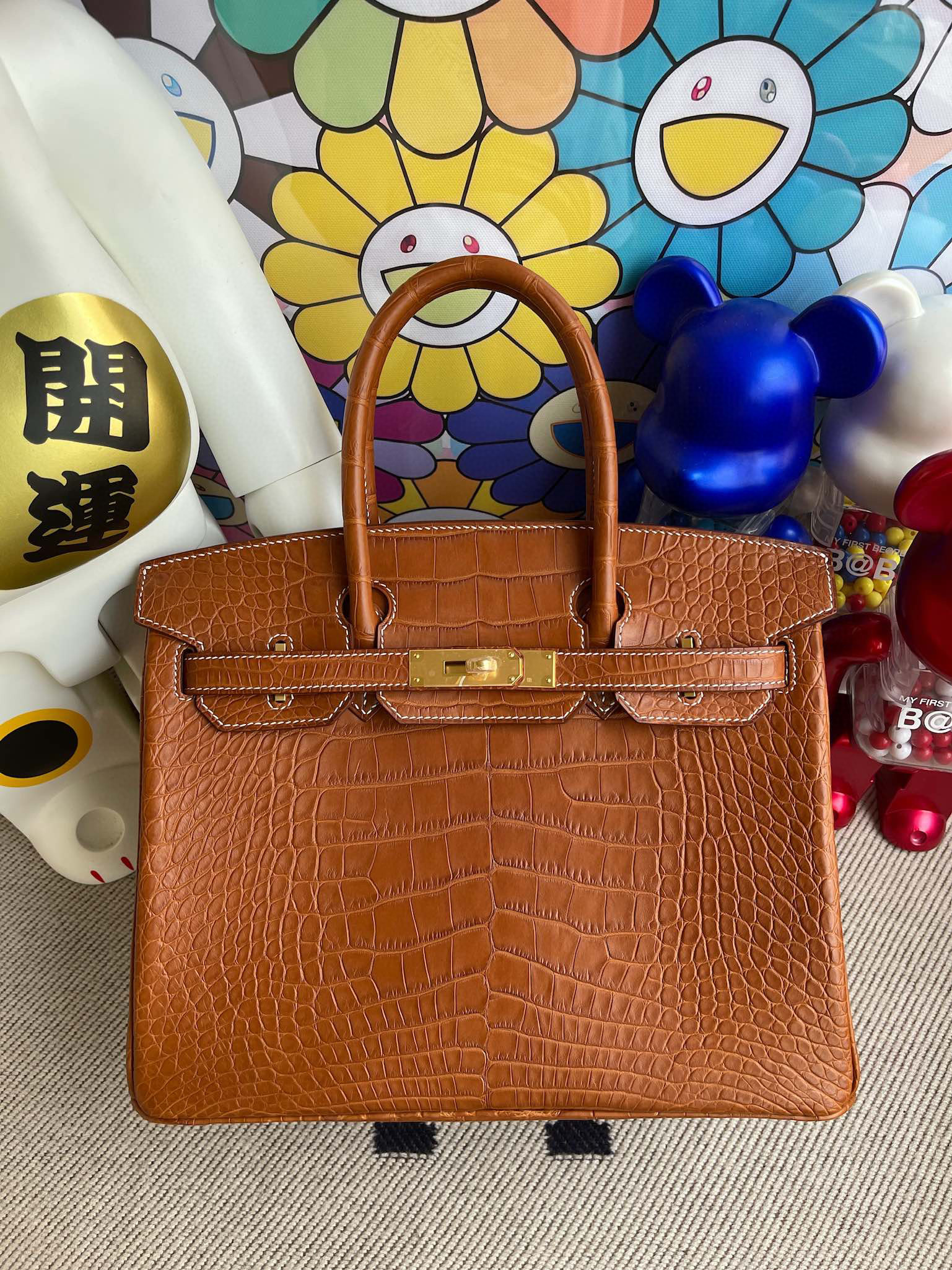 HERMES BIRKIN 25 CM MATTE ALLIGATOR CROCODILE LEATHER WITH GOLD